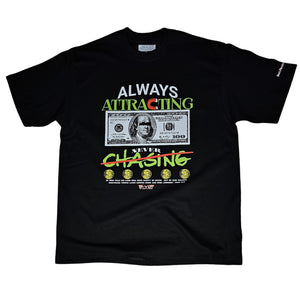 B-VOY 'Attract Never Chase Premium Cotton T-Shirt Black