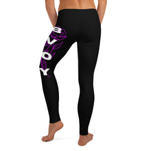 Load image into Gallery viewer, Purple &quot;Rose&quot; BVOY Premium Cut Black Leggings