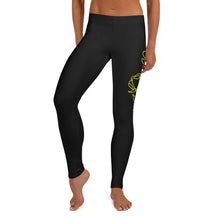 Load image into Gallery viewer, Yellow &quot;Rose&quot; BVOY Premium Cut Black Leggings